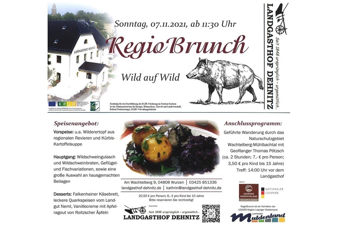 Einladungsflyer RegioBrunch Wild auf Wild, Landgasthof Dehnitz