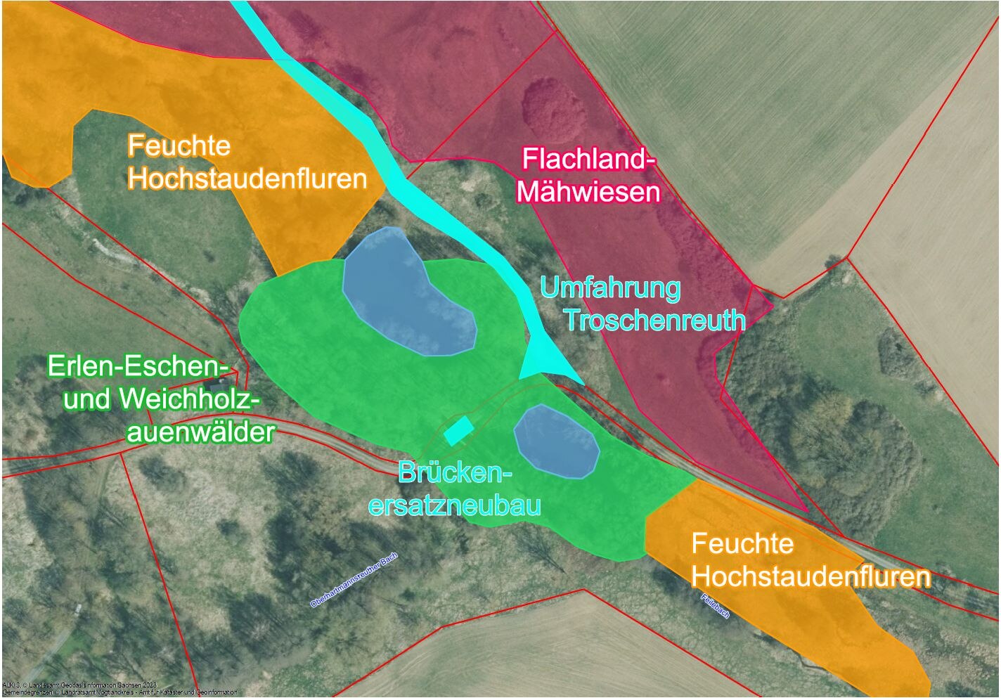 Blick auf Karte mit eingezeichneten Lebensraumtypen