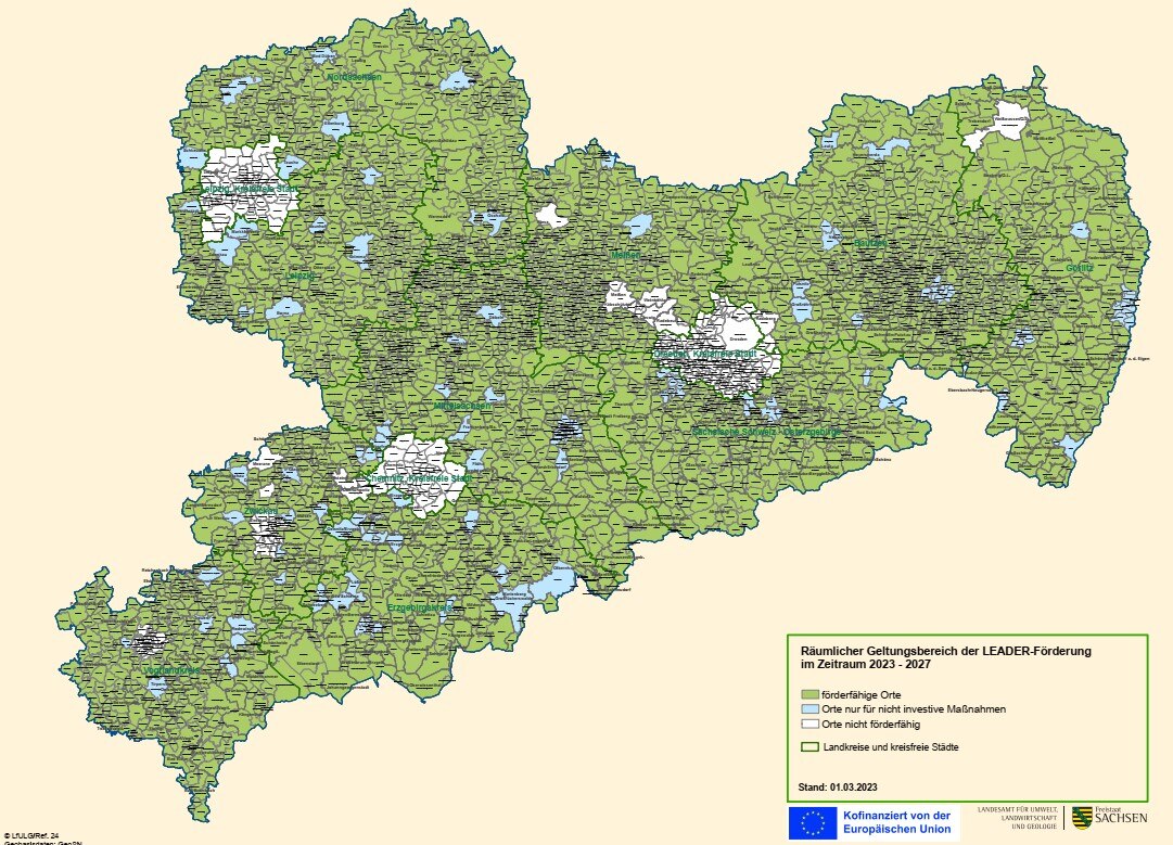 Karte des Räumlichen Geltungsbereichs für die Richtlinie Ländliche Entwicklung