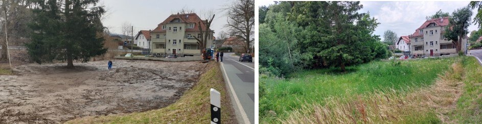 Geländemodellierung, Zustand im März und Juli 