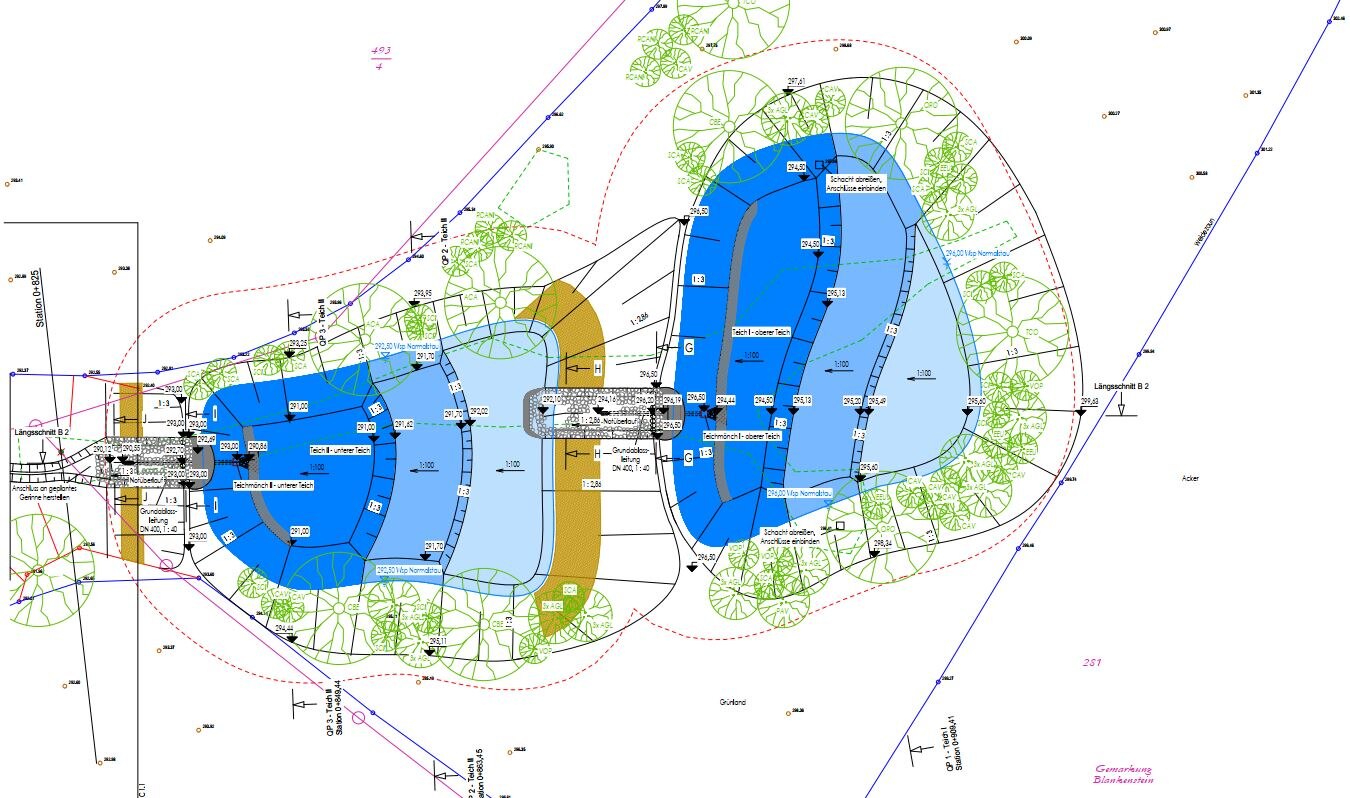 Skizze der beiden neu angelegten Teiche