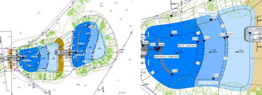 Planung der Teiche (Auszug und Detail)