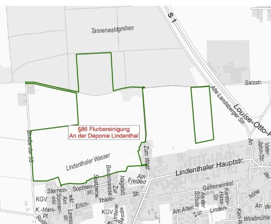 Verfahrensumring des Flurbereinigungsgebiets »An der Deponie Lindenthal«