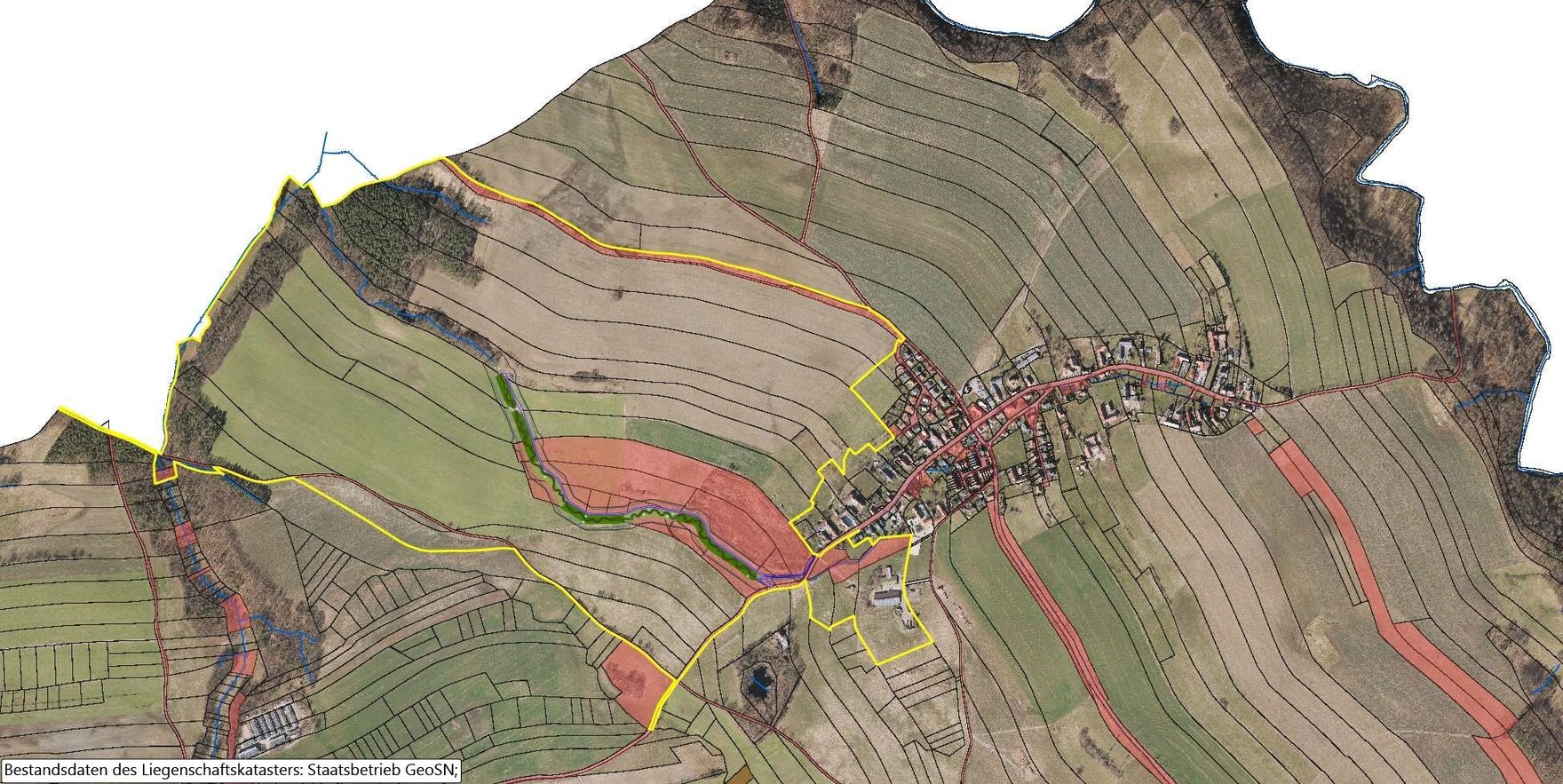 Verfahrensgebiet des Flurbereinigungsverfahrens Dresden-Schönborn (Wiesenbach)