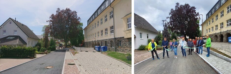 Bild links: Während des Ausbaus; Bild rechts: Verkehrsfreigabe