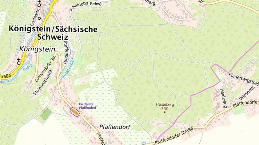 Kartenausschnitt mit der Lage der Baumaßnahme in Pfaffendorf