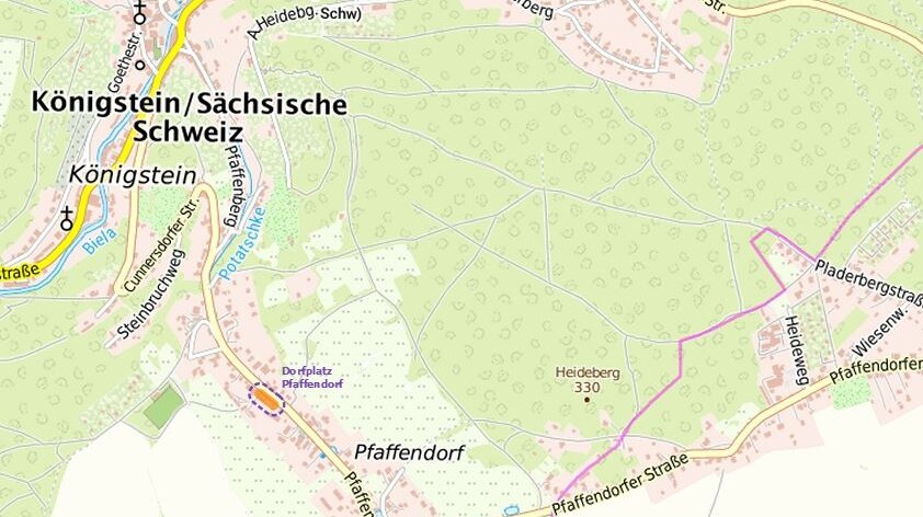 Kartenausschnitt mit der Lage der Baumaßnahme in Pfaffendorf