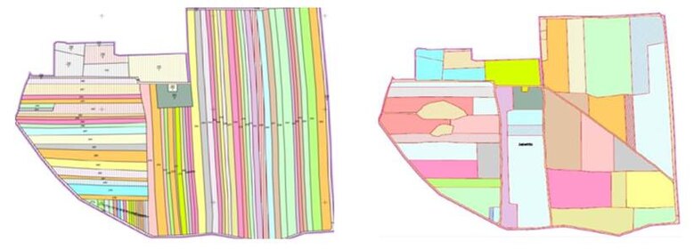 Zustand vor und nach der Flurneuordnung